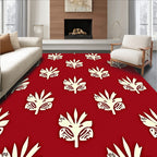 Crimson Cream Palm Leaf Repeat Rug