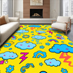 Bright Yellow Sky Cloud Rainbow Lightning Rug