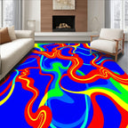 Psychedelic Blue Red Swirl Abstract Rug