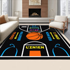 Black Basketball Court Graphic Rug