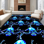 Electric Blue Skull Branches Rug