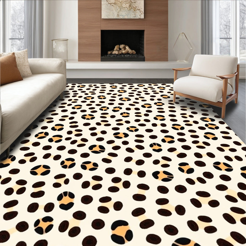 Cream and Brown Spotty Animal Rug