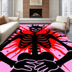 Black Skeleton With Red Fire Motif Rug