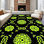 Vibrant Neon Floral Tessellation Rug