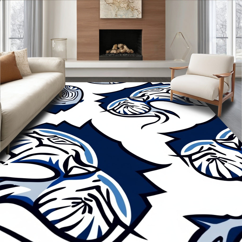 Dark Blue Tusked Beast Outline Rug