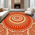 Crimson Sunburst Psychedelic Medallion Rug