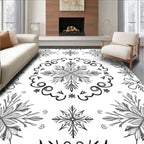 Winter Snowflake Medallion Grayscale Rug