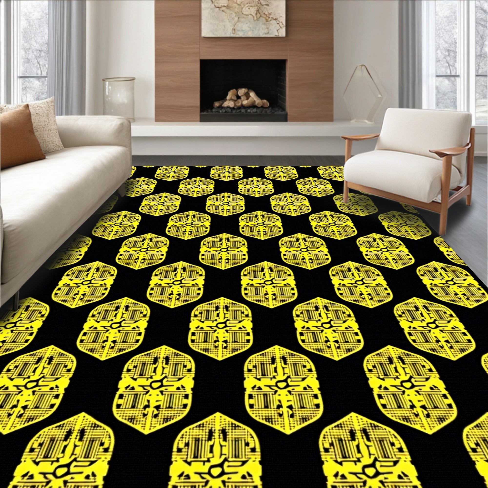 Yellow Shield Geometric Repeating Rug