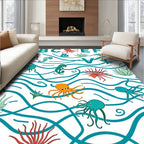 Playful Sea Creatures Alphabet Waves Rug