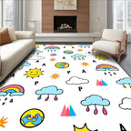 Happy Sun Rainbow Cloud Icon Collection Rug