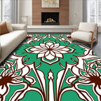 Emerald Jade Floral Arabesque Rug
