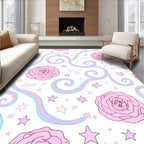 Pink Rose Pastel Swirl Stars Rug