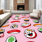 Playful Pink Sushi Character Montage Rug