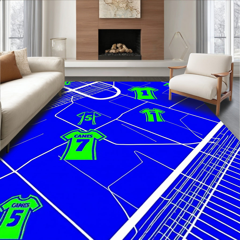 Neon Green Sports Jersey Collage Rug