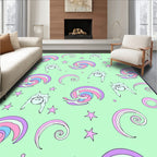 Pastel Rainbow Snail Stars Swirl Rug