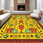 Yellow Elephant Folk Art Majestic Rug