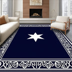 Deep Blue White Star Border Rug