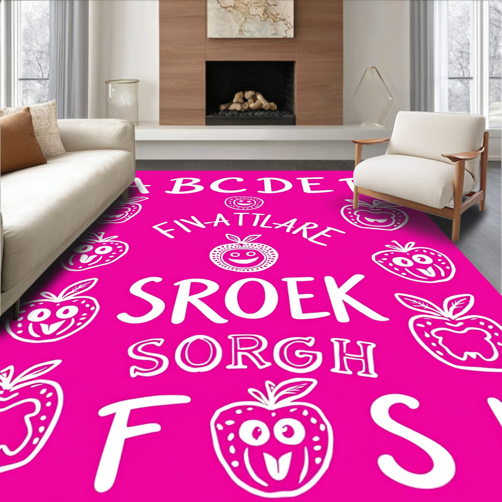 Whimsical Fruity Alphabet Collage Rug