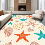 Ocean Coral Starfish Shell Scatter Rug
