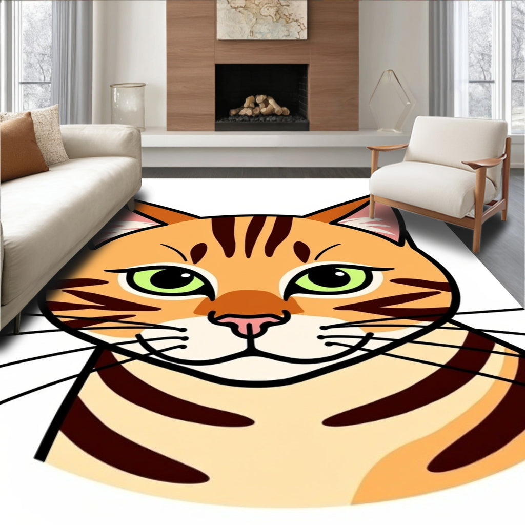 Cute Orange Tabby Cat Face Rug