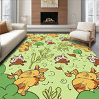 Playful Brown Bunny Goldfish Meadow Rug