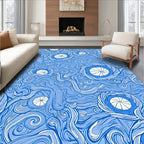 Whimsical Blue Swirl Spiral Circular Rug