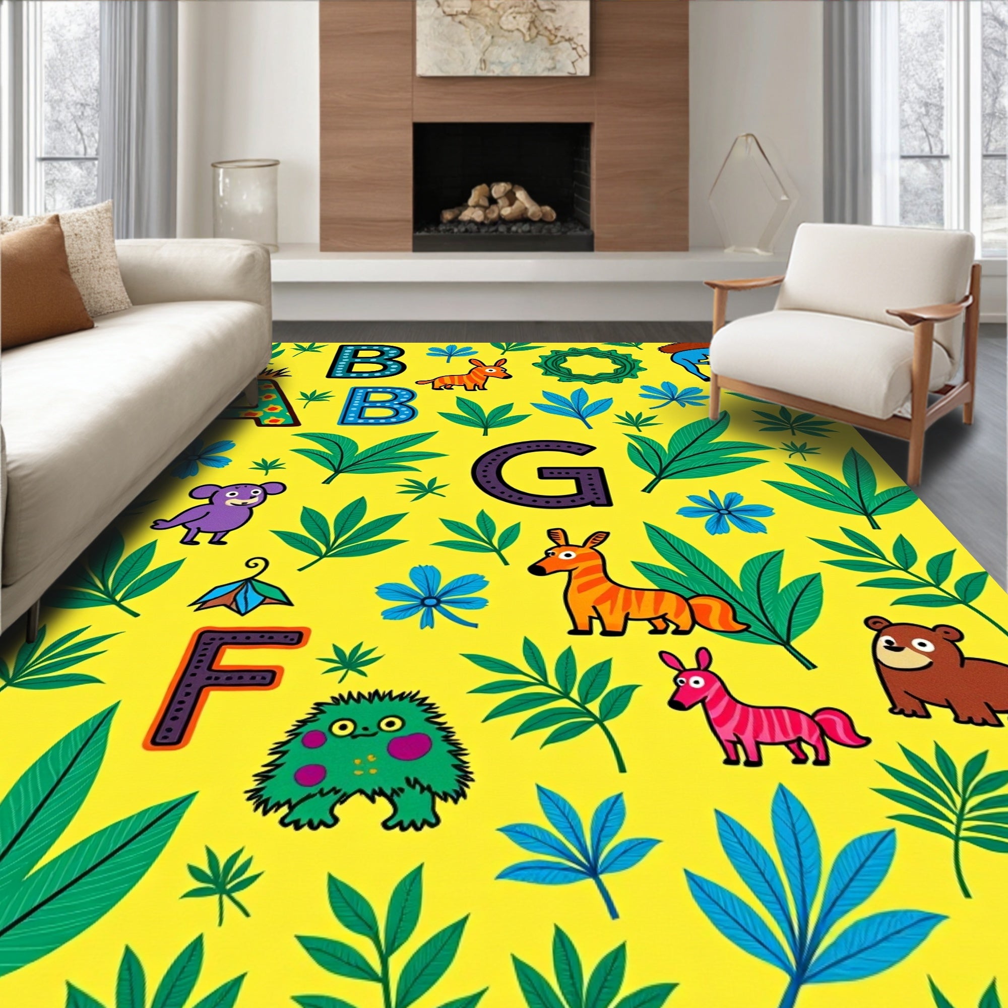 Playful Alphabet Zoo Jungle Collection Rug