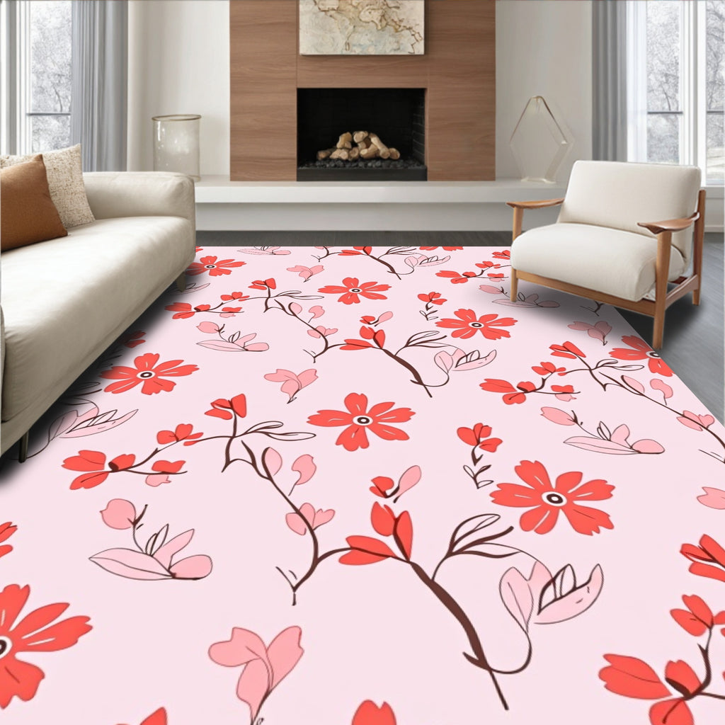 Coral Bloom Branch Meadow Rug
