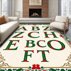 Embellished Botanical Alphabet Border Rug
