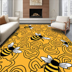 Whimsical Yellow Swirl Honeybee Rug