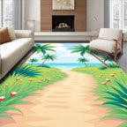 Tropical Palm Tree Lined Beach Pathway Rug
