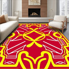 Bold Red Yellow Geometric Medallion Rug