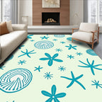 Teal Starfish and Shells Field Rug