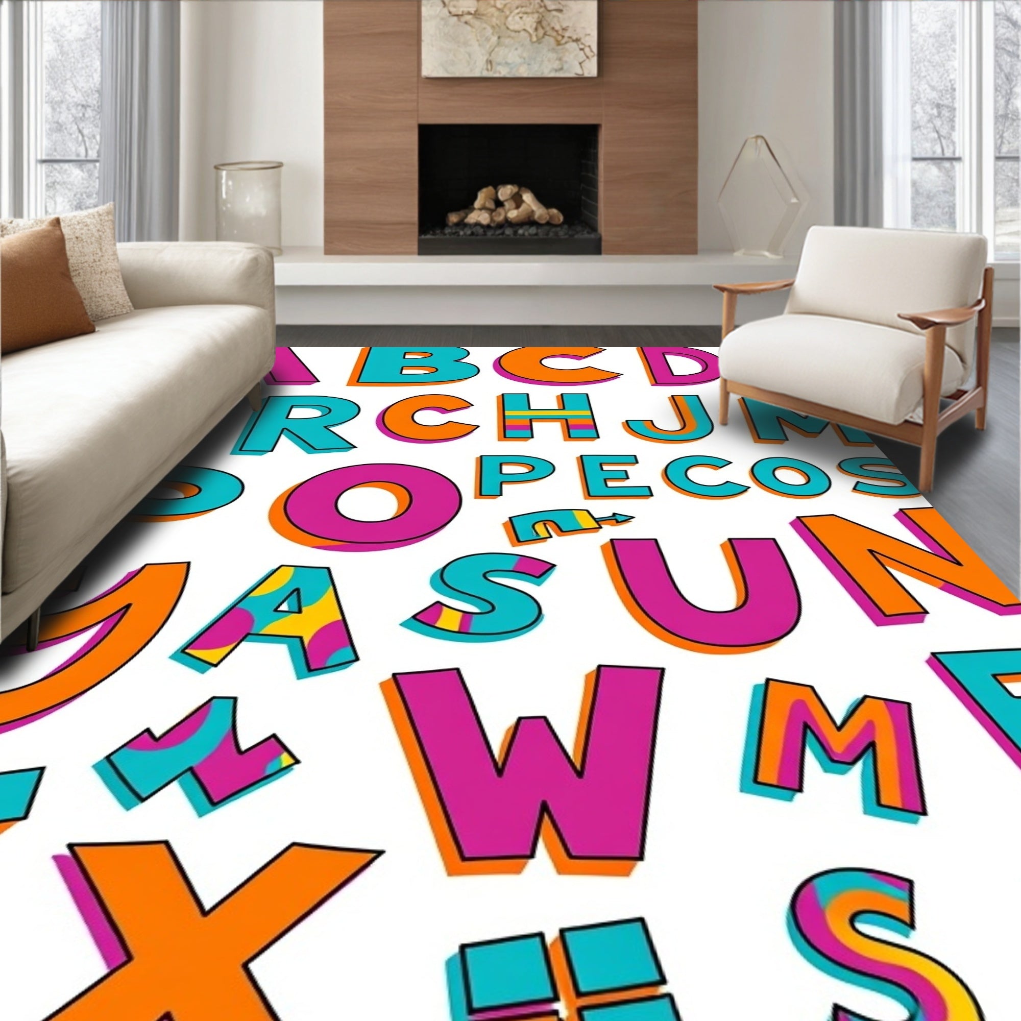 Bold Alphabet Pop Art Rug