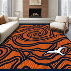 Orange Swirls With White Bird Rug