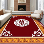 Crimson Gold Medallion Border Rug