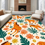 Bold Orange Yellow Zebra Foliage Rug