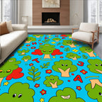 Whimsical Green Alphabet Trees Rug