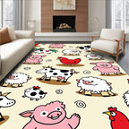 Playful Farm Animals Featuring Pigs Sheep Rug