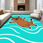 Cute Brown Otter Waves Rug