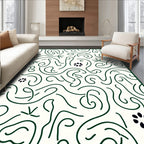 Dark Green Whimsical Floral Swirl Rug