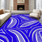 Electric Blue Swirls Triangles Rug