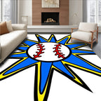 Blue Yellow Starburst Baseball Rug
