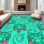 Aqua Pink Turtle Swirls Rug