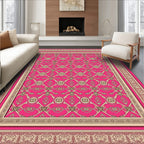 Vibrant Pink Ornate Geometric medallion Rug