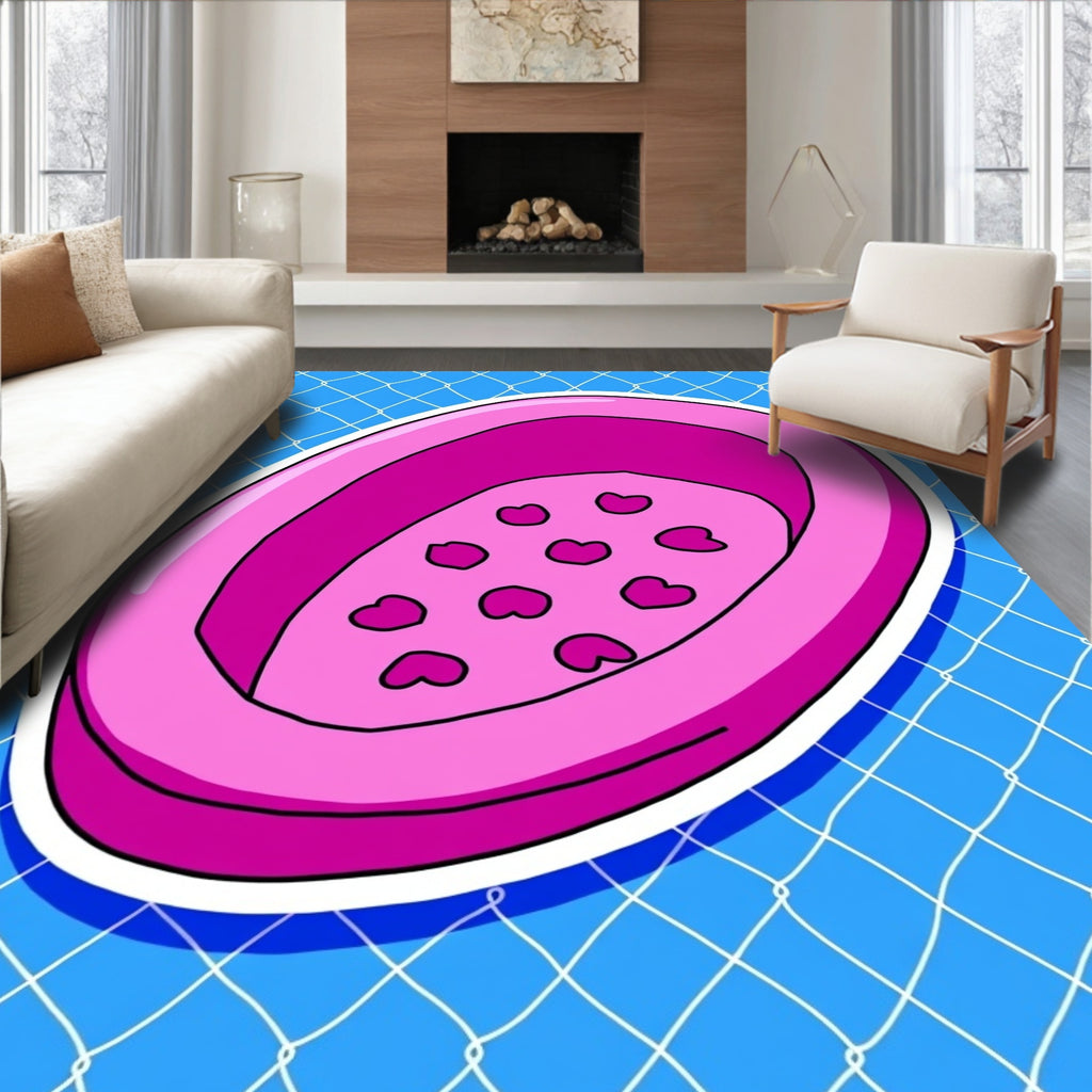 Pink Oval with Hearts Net Rug