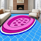 Pink Oval with Hearts Net Rug