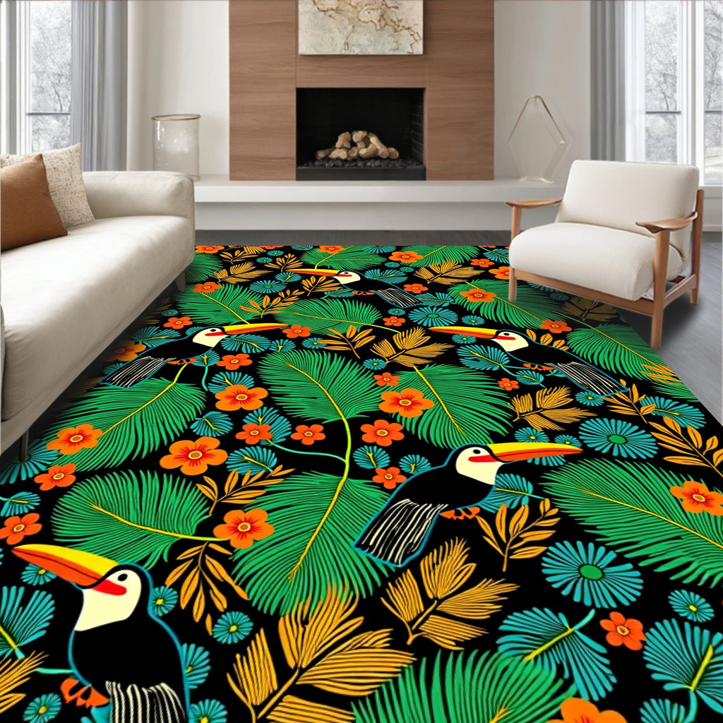Tropical Toucan Jungle Floral Rug