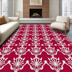 Crimson White Art Deco Fan Rug