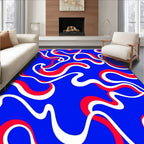 Vibrant Blue Red White Swirl Rug